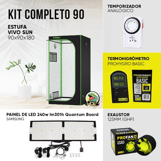 Kit de Cultivo Indoor Raiz - Estufa Vivo Sun 90 + Quantum Board 240w Samsung LM301H