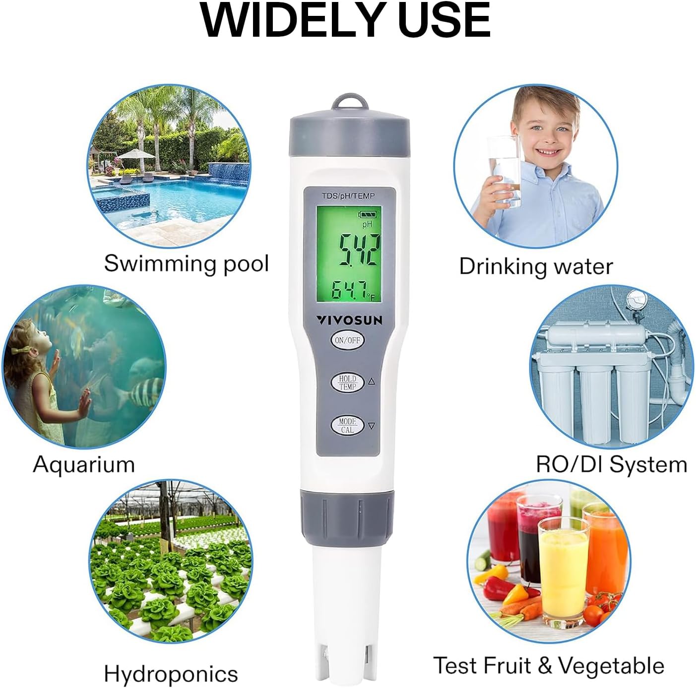 Medidor de PH / EC / TEMP 3 em 1 Vivosun
