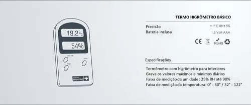 Termohigrômetro ProHygro Basic Temperatura e Umidade - Garden Highpro