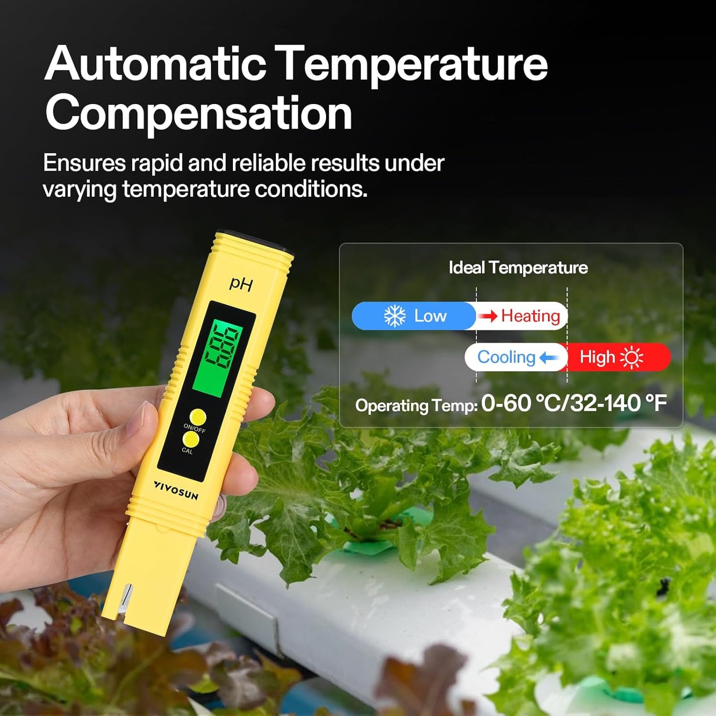 Medidor de PH Vivosun amarelo