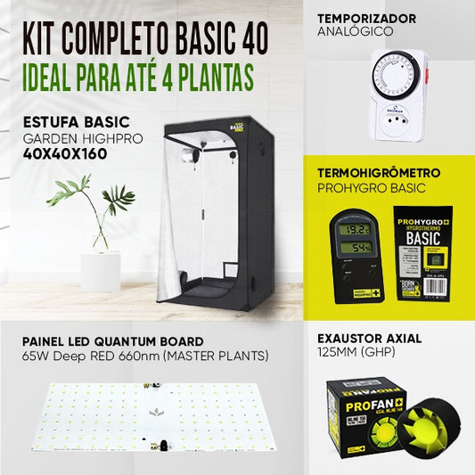 Kit de Cultivo Indoor Raiz - Basic 40 + Quantum Board 65w PRO-MASTER Tecnologia Exclusiva + Deep RED 660nm