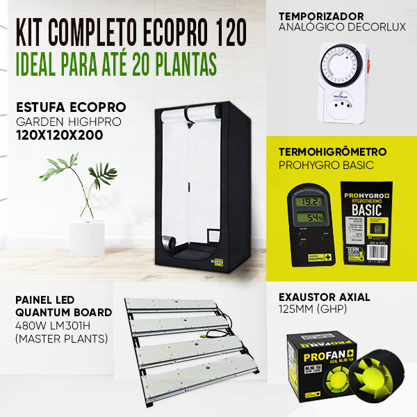 Kit de Cultivo Indoor Raiz - Ecopro 120 + Quantum Bar 480W Samsung LM301H